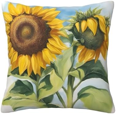 Ogniwo Fresh Sunflower Throw pillow Soft 12x12 Inch Cushion Case