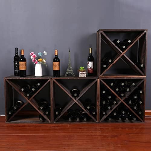 Black Wooden 24 Bottle Wine Rack Cabinet