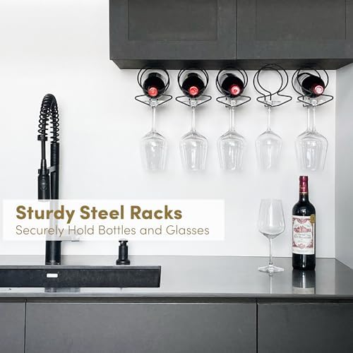 xympo Under Cabinet Wine Rack with Glass Hanger Set of 5