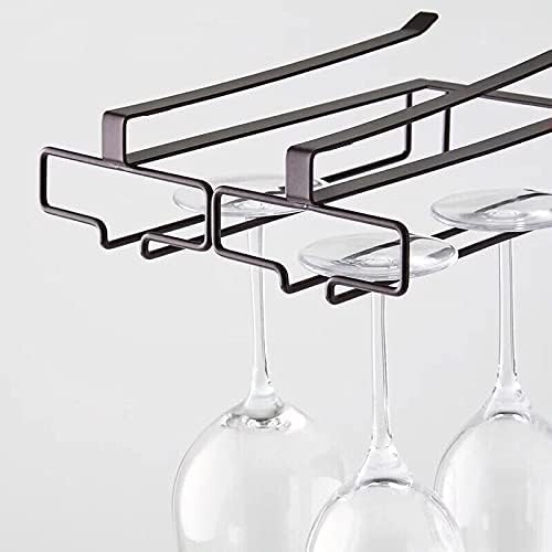 OWKAY Simple Cabinet Wine Glass Rack Black