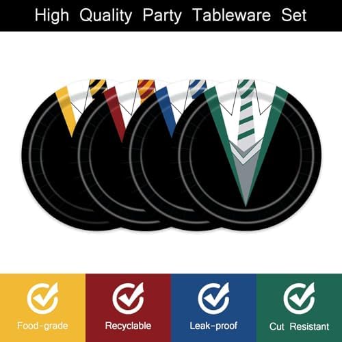 48Pcs Wizard School Paper Plates 9inch Birthday Party Decor