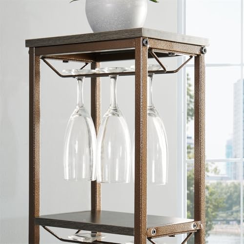 Volkmi 5-Tier Freestanding Wine Rack with Glass Holder and Storage