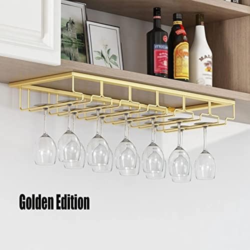 WORDFUN 5-Row Wine Glass Holder Gold Metal