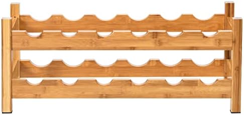 COSTWAY 12 Bottle Bamboo Wine Rack 2-Tier Freestanding