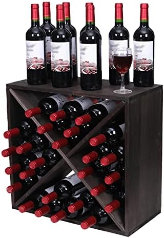 Black Wooden 24 Bottle Wine Rack Cabinet
