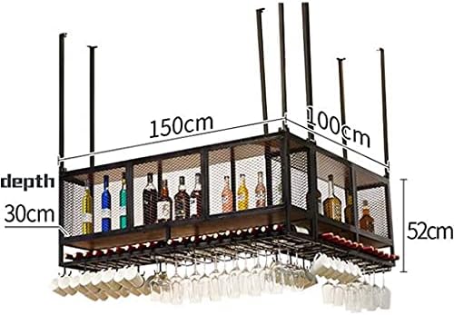 Wall-Mounted Wine Rack with Double Layer Iron Storage