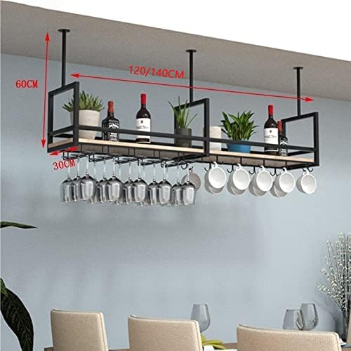 Hanging Wine Glass Rack - Wall Mounted Wine Holder with Black Frame
