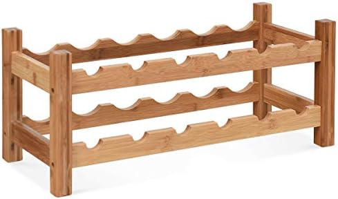 COSTWAY 12-Bottle Bamboo Wine Rack Free Standing