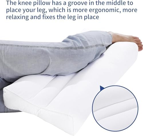 HOMBYS Knee Pillow for Side Sleepers with Groove 20x13x5