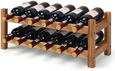 COSTWAY 12-Bottle Bamboo Wine Rack Free Standing
