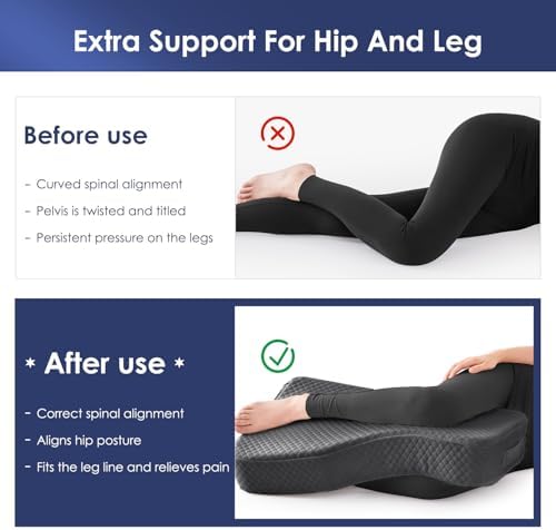 Livemy Leg Pillow for Side Sleepers - 15x25 Grey M