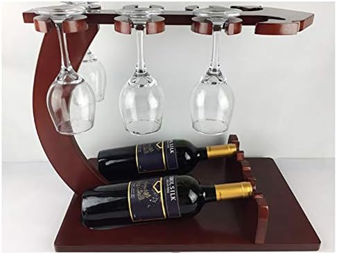BOCbco Tabletop Wine Rack Holder for 2 Bottles 6 Glasses