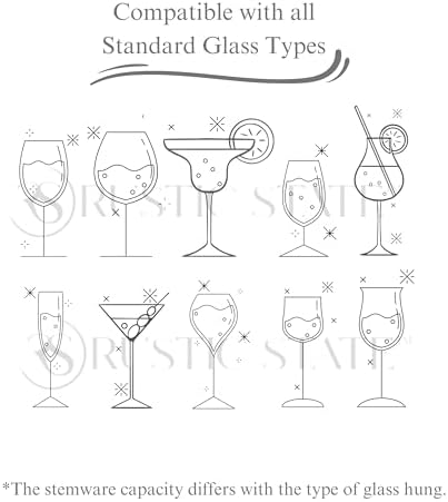 Rustic State 4 Sectional Under Cabinet Wood Stemware Rack