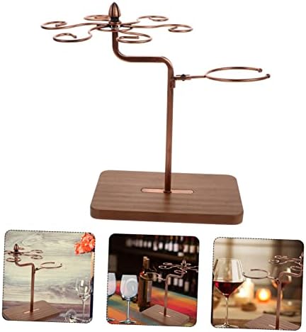 Ciieeo 1pc Iron Wood Wine Glass Holder