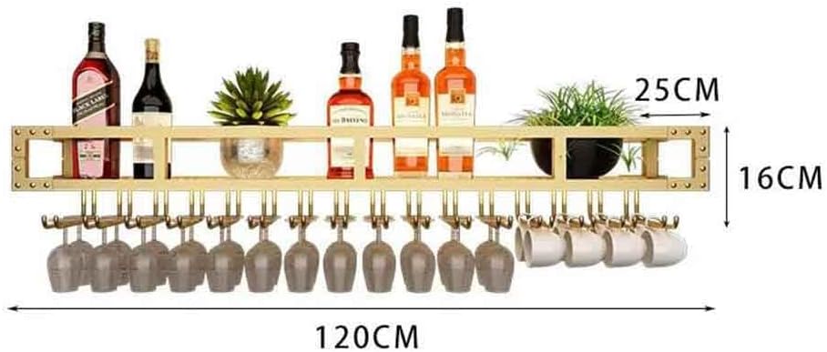Gold Wall Wine Rack with LED and Glass Holder
