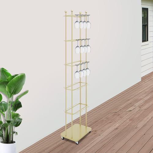Freestanding Champagne Glass Holder with 5 Tiers and Wheels