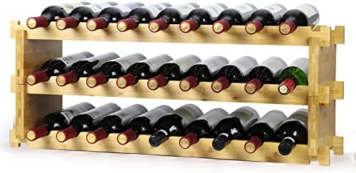 Finnhomy 27-Bottle Bamboo Wine Rack 3-Tier