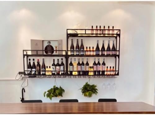 SilteD Wall Mounted Wine Rack with LED Industrial Style