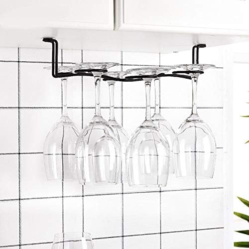 Tomotato Wine Glass Rack with 6 Hooks Black 1