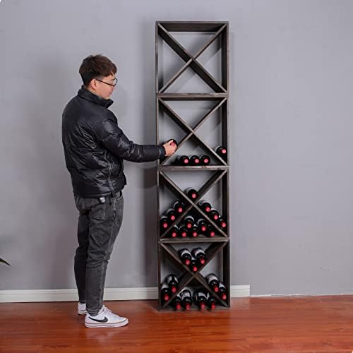 Black Wooden 24 Bottle Wine Rack Cabinet