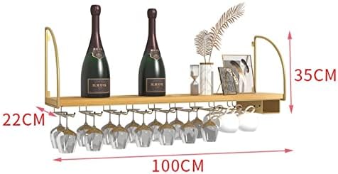 Wall-Mounted Wine Glass Holder with Solid Wood and Iron