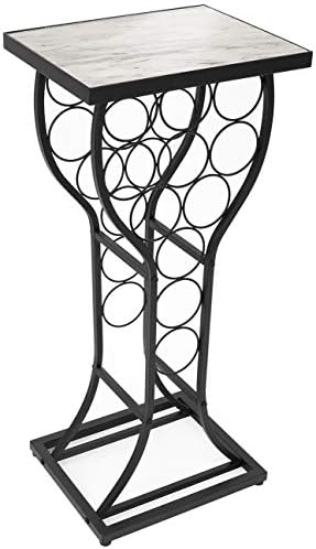 Sorbus Freestanding Wine Rack Console with White Marble Top