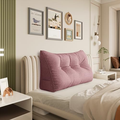 Homecozy Bed Wedge Pillow Headboard - Light Pink Velvet 39IN