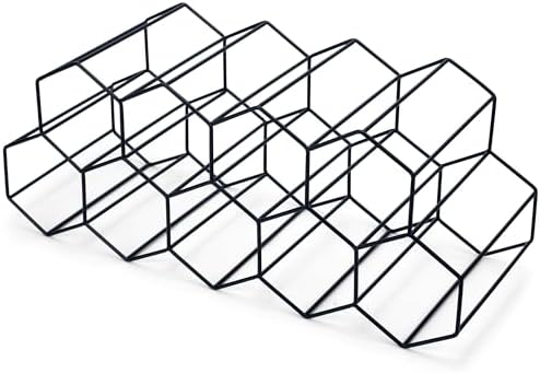 NAT Jules Honeycomb Black Iron Wine Rack 12 Bottles