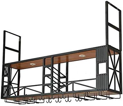 LASEVE Wall-Mounted Wine Rack Iron Wood Design