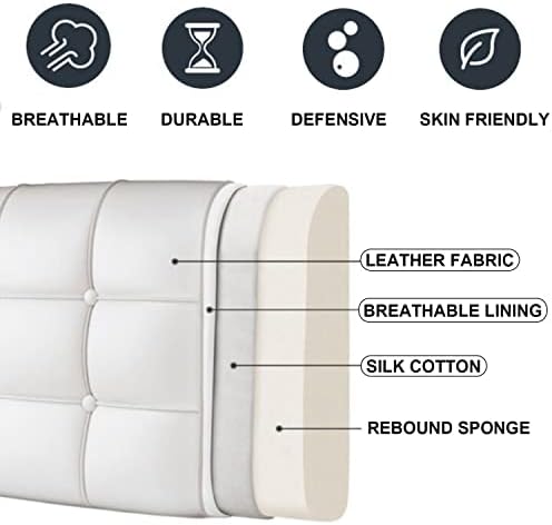 ZZYK Leather Headboard Pillow 472 White Ergonomic Reading Support