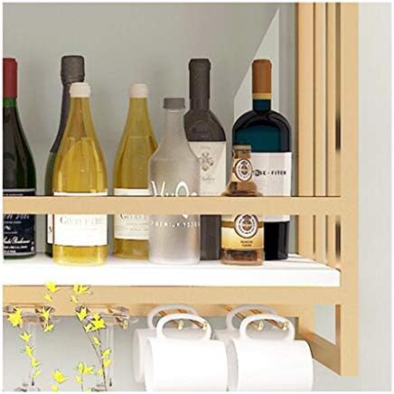 Wall-Mounted Wine Cabinet with Wrought Iron Frame and Gold Finish