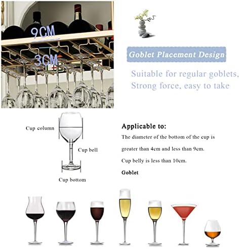 DASHADAO Gold Hanging Wine Glass Rack with Bottle Holder