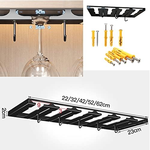 WORDFUN Stainless Steel Wine Glass Rack 6 Rows Durable Adjustable