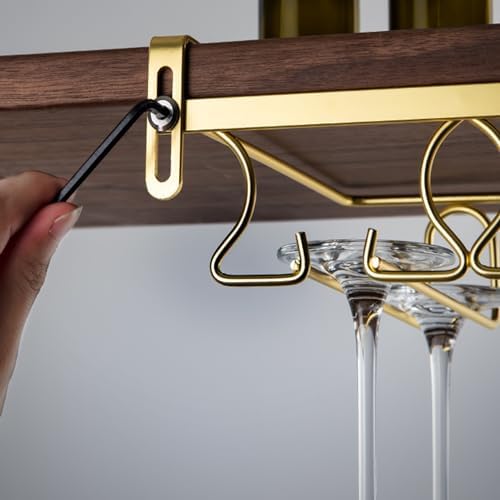 Adjustable Wine Glass Holder No Drilling for Cabinet and Bar 1