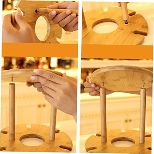 Luxshiny 6-Hole Wooden Wine Glass Holder Rack