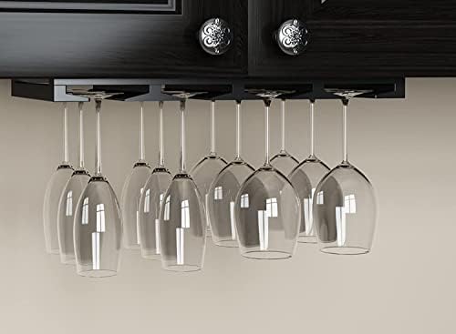 Rustic State 4 Sectional Wine Glass Rack - 12 Glasses - Black