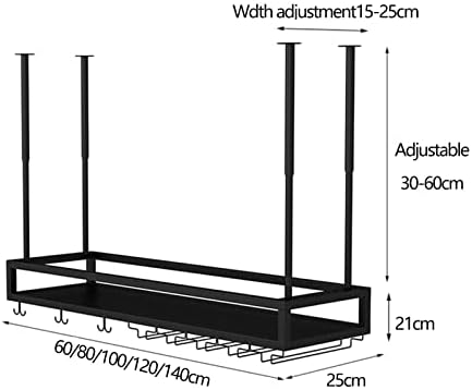 Wrought Iron Ceiling Wine Rack Holder with Adjustable Height and Width