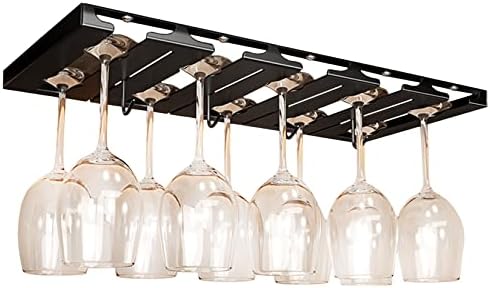 WORDFUN Adjustable Wine Glass Rack - 3 Rows Black Stainless Steel
