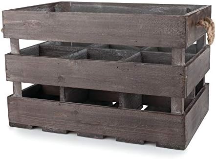Twine Rustic Wine Bottle Holder Crate Dark Wood 6 Bottle Storage Rack