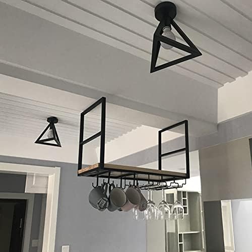 Ceiling Hanging Shelf Wine Rack with Glass Holder and Pot Pan Rack