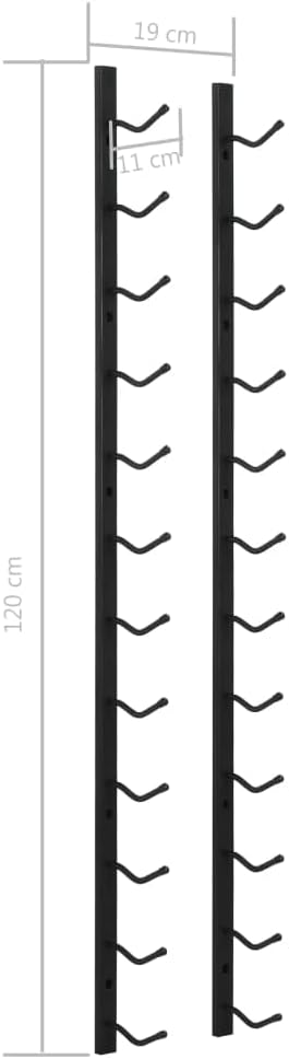 Wall Mounted Wine Rack for 12 Bottles Black Iron