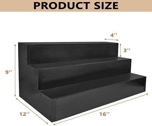 Royxen 3 Tier Wood Liquor Bottle Shelf 16 Black