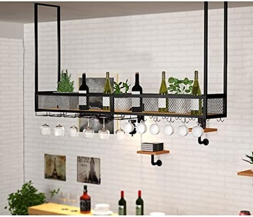 ZJDYDY Ceiling Wine Rack Black Wrought Iron Wall-Mounted Storage Hanger