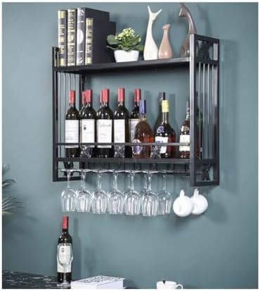 SilteD Wall-Mounted 2-Tier Wine Rack with Stemware Hanger 1