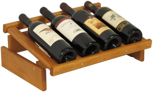 FixtureDisplays 4 Bottle Dakota Wine Rack - Medium Oak