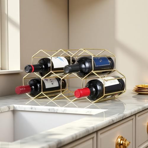 Buruis 9-Bottle Freestanding Wine Rack - Gold