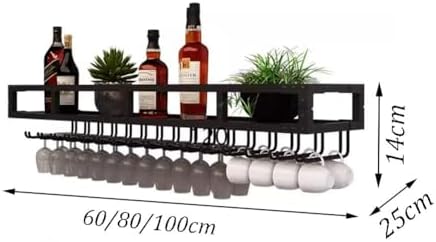 SilteD Industrial Wall-Mounted Wine Rack with Glass Holder and LED Light