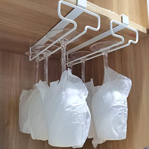 WORDFUN White Wine Glass Rack Under Cabinet Single Row