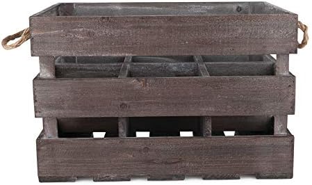 Twine Rustic Wine Bottle Holder Crate Dark Wood 6 Bottle Storage Rack