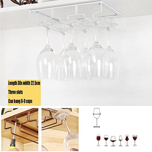 WORDFUN Wine Glass Rack Under Shelf 8 Rows Black Metal